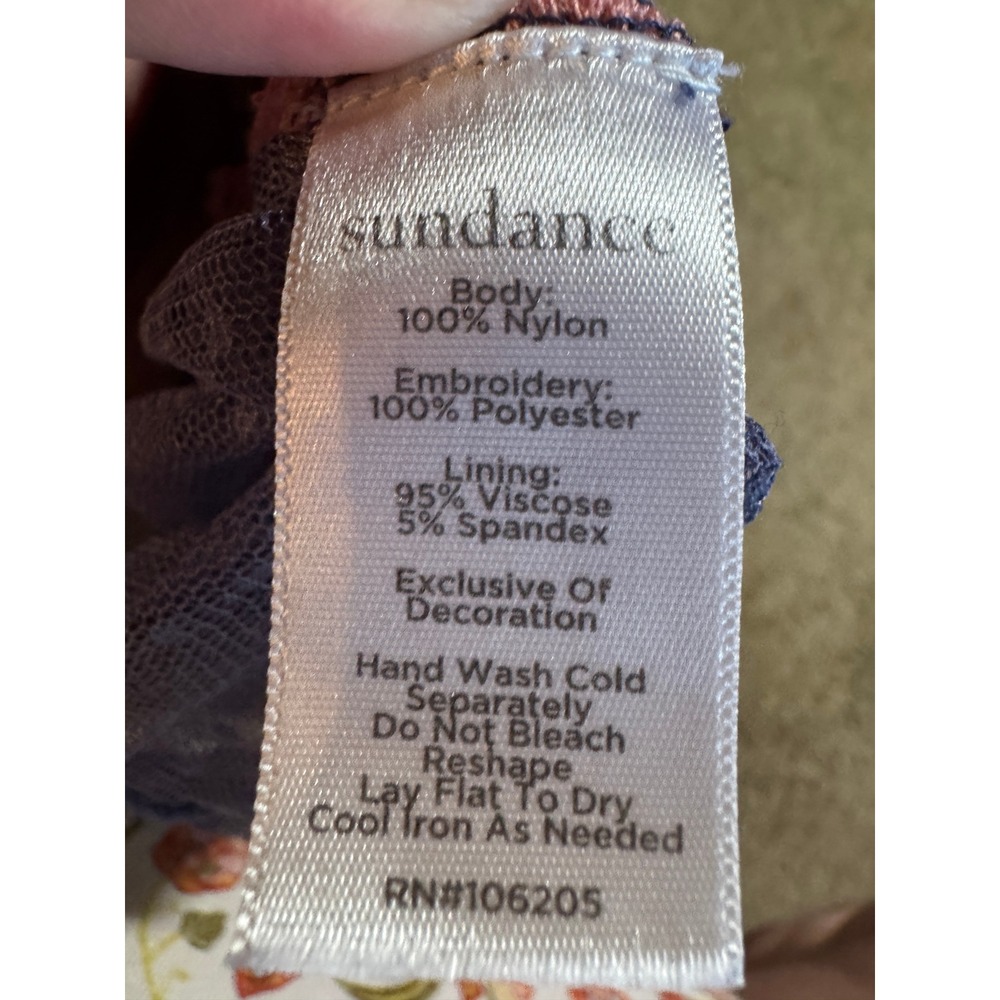 Sundance Women Blue Pink Mesh Embroidered Medallion Cap Sleeve Lace Trim Top S - Picture 6 of 6
